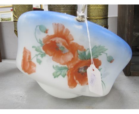 Glass Ceiling Light, circa 1920's, with poppy decoration, 27.5cm diameter.