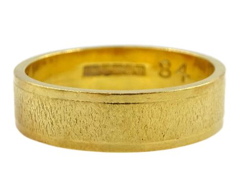22ct gold textured wedding band, Birmingham 1972Condition Report:Approx 4.9gm, size K-L, band depth = 5mm, good condition