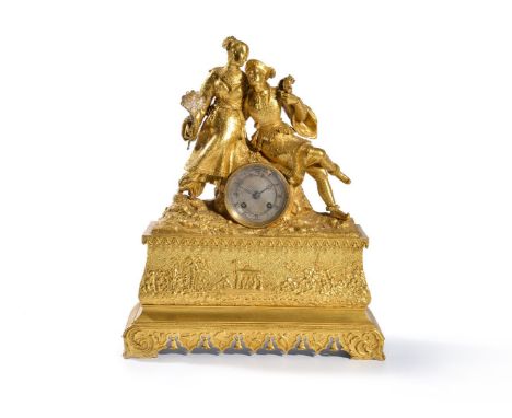 ‡A Louis Philippe ormolu figural mantel clock in Chinese taste, second quarter 19th century, the eight-day striking movement 