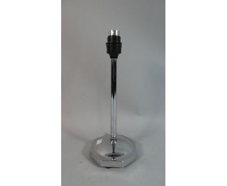 An Art Deco Chromed Table Lamp Base on Octagonal Plinth, 29.5cm High 