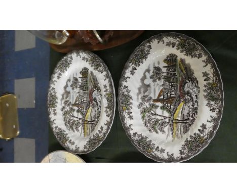 A Set of Four Myott Oval Plates, The Brook 