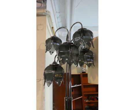 A Modern Chromed Five Branch Standard Lamp 
