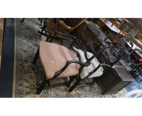 A Pair of Pierced Ladder Back Salon Arm Chairs 