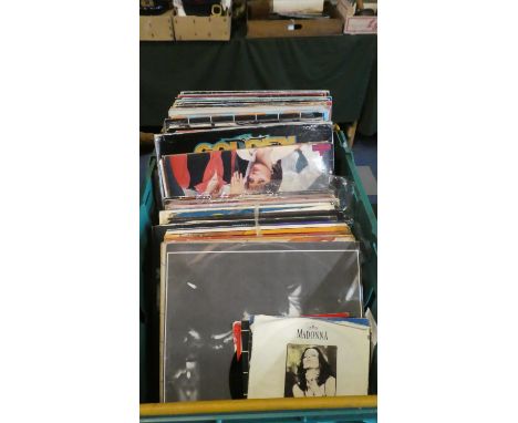 A Collection of Various 33rpm and 45rpm Records to Include Pink Floyd, Elton John, Madonna, Led Zeppelin, Electric Light Orch