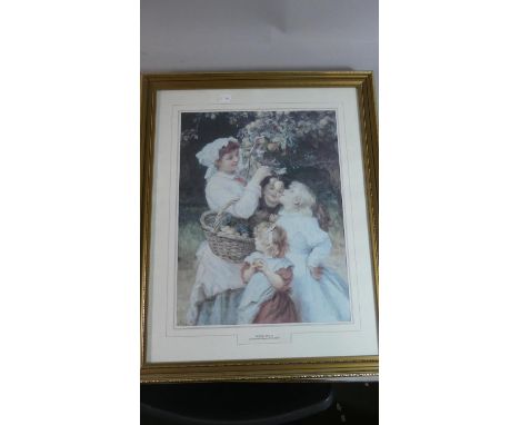 A Gilt Framed Print, "Picking Apples", After Frederick Morgan, 39cm High 