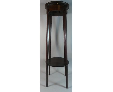 An Edwardian Mahogany Jardiniere Stand of Circular Tapering Form with Stretcher Shelf, 100cm High 