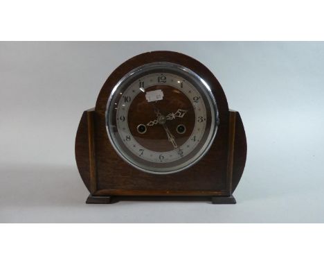 A Mid 20th Century Oak Enfield Mantle Clock, 26cm Wide 