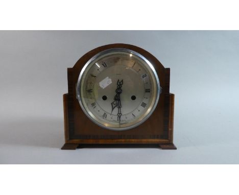 An Inlaid Art Deco Mantle Clock by Enfield, 23cm Wide 