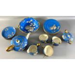 Rosenthal Pompadour Kaffee- /Tee Service für 6 Personen, blaues Dekor mit Rosen