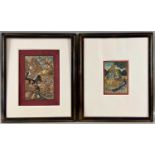 Asiatika Indien Persien zwei Malereien Miniaturen wohl Mogulreich, Elefant und blauer Shiva