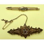 Antikschmuck Gold 375 und Gold 585, zwei Broschen