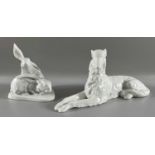 Herend 2 Porzellan Figuren Hasen 5332-9 und Hund 5227-4