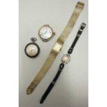 Antikschmuck Konvolut 4 Uhren Handaufzug, darunter Bulova