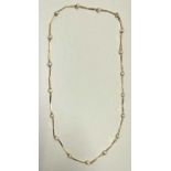 Gold 750 Halskette Collier mit 17 Perlen, Gewicht ca. 13Gr., vintage