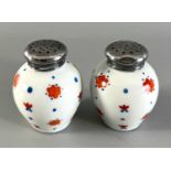 PK Stadt Meissen Porzellan Paar Salz- und Pfefferstreuer mit Silber Aufsatz