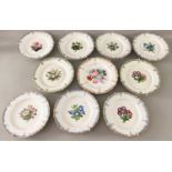 KPM Zeptermarke Berlin insgesamt 10 Teller florales Dekor, 19. Jahrhundert, Wandmontierung