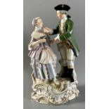 Meissen Schwertermarke Knauffzeit Figur 3001 Galates Paar mit Vogel, wohl Allegorie, beschädigt