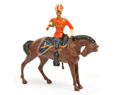 Britains - Un-catalogued - 1930`s Issue Mounted General, comprising: Mounted fixed arm General Officer Turned in Saddle [Lanc