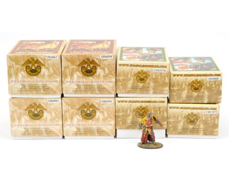 First Legion - The Crusades Series, comprising: Model No' CRU055 Crusader Kneeling French Knight, Model No. CRU056 - Crusader