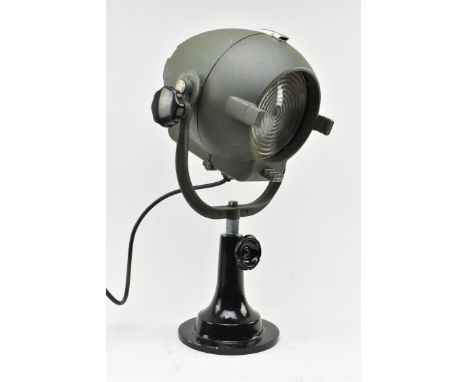 Rank Strand - A retro mid 20th century industrial / theatre spot light lamp. Typical oval metal and glass shade with maker's 