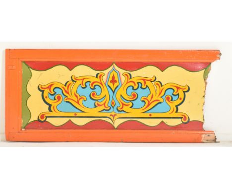 A 20th century fairground / funfair hand painted shooting range panel. Classic fairground decorations set within an orange bo