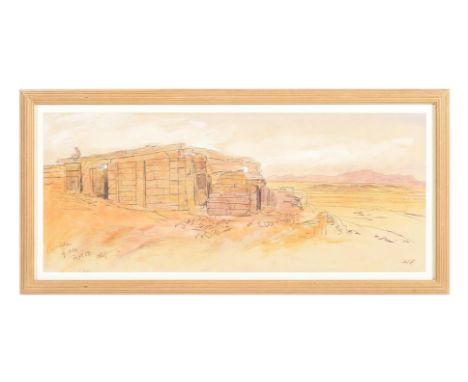 EDWARD LEAR (ENGLISH 1812-1888) THE TEMPLE OF AMADA, NUBIA, EGYPT   Pen and watercolour with white heightening Inscribed and 