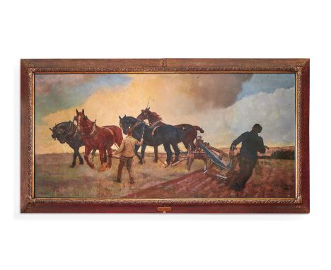 GEORGE GASCOYNE (ENGLISH 1862-1933) THE TURN OF THE PLOUGH Oil on canvas Signed (lower left), further signed, inscribed with 