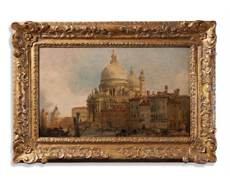 DAVID ROBERTS (ENGLISH 1796-1864) SANTA MARIA DELLA SALUTE, VENICE   Oil on card laid to canvas  Inscribed and dated 'Venice 
