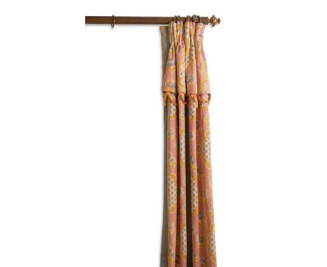 A PAIR OF LINED AND INTERLINED CURTAINS THE RIBBED SILK  BELIEVED TO HAVE BEEN DESIGNED BY FRANK BRANGWYN  The curtains lined