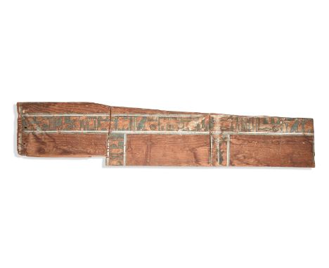 AN EGYPTIAN POLYCHROME PAINTED WOOD SARCOPHAGUS PANEL BELONGING TO A WOMAN  MIDDLE KINGDOM, 12TH DYNASTY, CIRCA 1991-1962 B.C