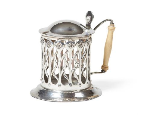 Y&nbspA RARE UNRECORDED SILVER MUSTARD POT  ATTRIBUTED TO CHARLES ROBERT ASHBEE, FOR THE GUILD OF HANDICRAFTS, UNMARKED, CIRC