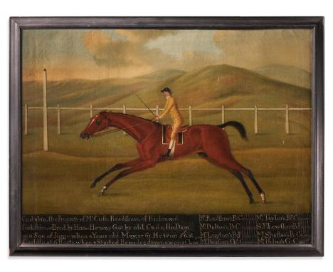 ENGLISH SCHOOL (18TH CENTURY ) CADABRA Oil on canvas Extensively inscribed with the horse's race history 58 x 77cm (22¾ x 30¼