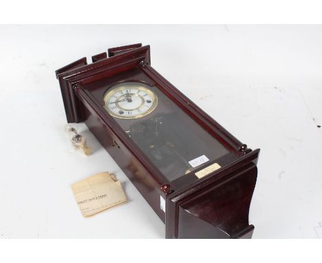 20th century wall clock the white dial with Roman numerals together with a Edwardian style mantle clock the white dial with R
