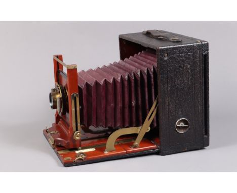 A Pony Premo No 7 Whole Plate Folding Camera, for plates or film packs, made by Eastman Kodak-Rochester Optical, chamfered ma