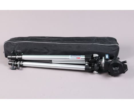 A Manfrotto 3001 Medium Weight Tripod, condition VG, with Manfrotto 3126 pan and tilt head, complete with carrying strap, mak