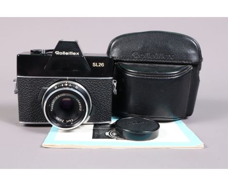 A Rolleiflex SL26 Camera, made in Germany, shutter working, body G-VG, with Carl Zeiss 40mm f/2.8 Tessar lens, serial no 4555