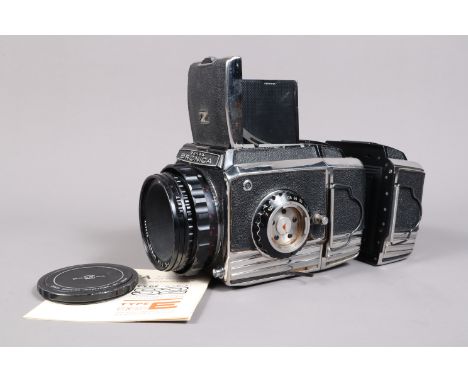 A Zenza Bronica S2 Camera, chrome, serial no CB 168602, shutter working, body F-G, some lifting to leatherette edges, minus i