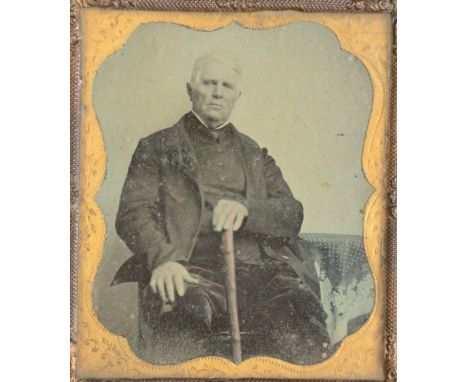 Cased Portrait Ambrotypes,  sixth-plate - one in Union case (15), ninth-plate - two in Union cases (5) and tintypes, two in s