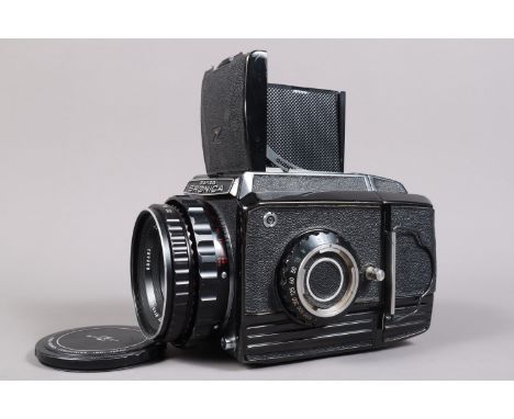 A Zenza Bronica S2 Camera, black, serila no CB 172158, shutter working, body G, some lifting to leatherette to edges, some sc