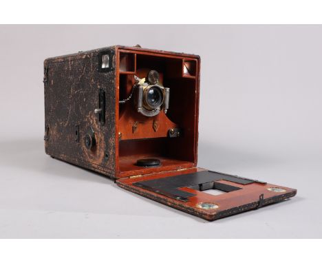 A British-Made Falling Plate Camera, test no 30755, with 5X4 plates, falling plate mechanism working, body G, some scuffs to 