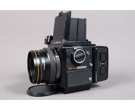 A Zenza Bronica SQ-A Camera, serial no 1247989, shutter working, body G, some wear, with Zenzanon-PS 80mm f/2.8 lens, serial 