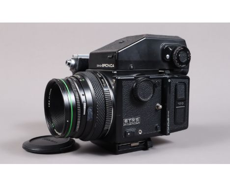 A Zenza Bronica ETRS Camera, serial no 7107913, shutter working, body G, slight lifting to leatherette on winder side, with Z