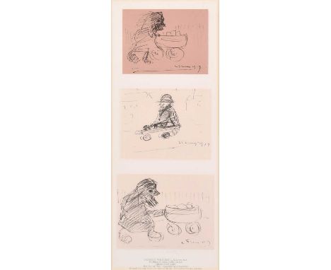 L.S. Lowry R.A. (British 1887-1976) "Nursery Sketches" Unsigned, published by Adam Collection Ltd, with Fine Art Trade Guild 