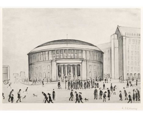 L.S. Lowry R.A. (British 1887-1976) "The Reference Library" Signed in pencil in the margin, with the Fine Art Trade Guild bli