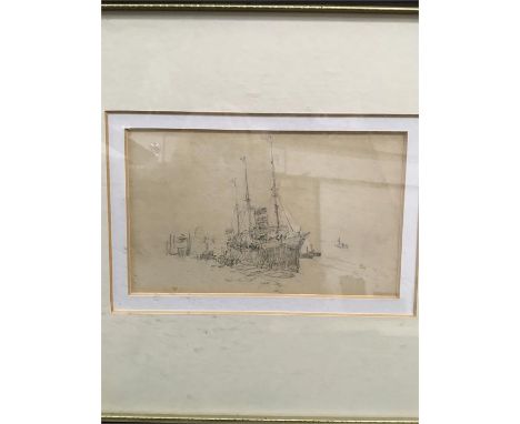 W.L. Wylie:  sketch of a steamer.   Not signed but certified on reverse by  john Wylie ( grandson of W. L. Wylie R.A.) 12.5" 