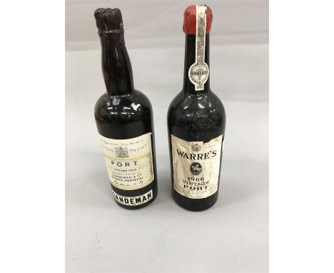 Two vintage bottles of Port : Sandeman & Co 1945 and Warres 1966.