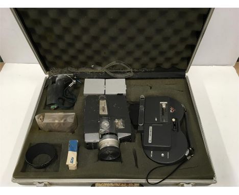 A vintage Ilford Elmo cine film camcorder in case.