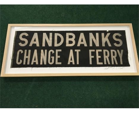 A limited edition Sandbanks Change at Ferry Print with two car signs.