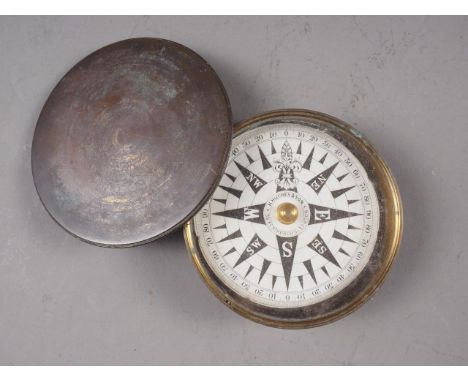 An H Hughes &amp; Son brass pocket compass 