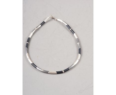 A titanium and silver mounted sectional necklace 